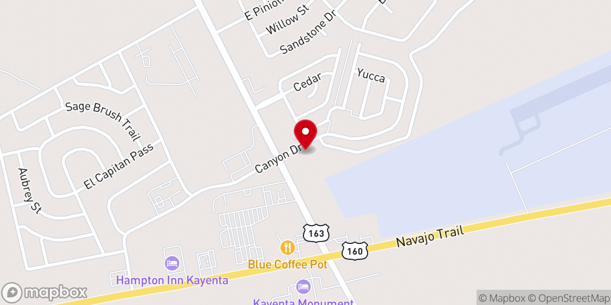 Map showing location of Kayenta Baptist Church