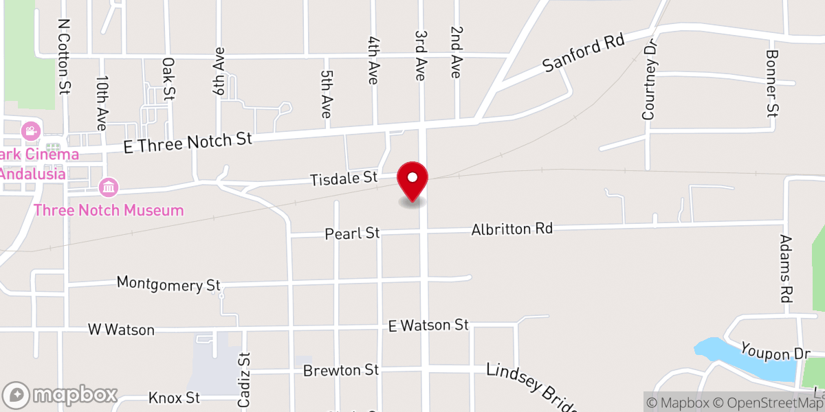 Map showing location of Keahey Funeral Home
