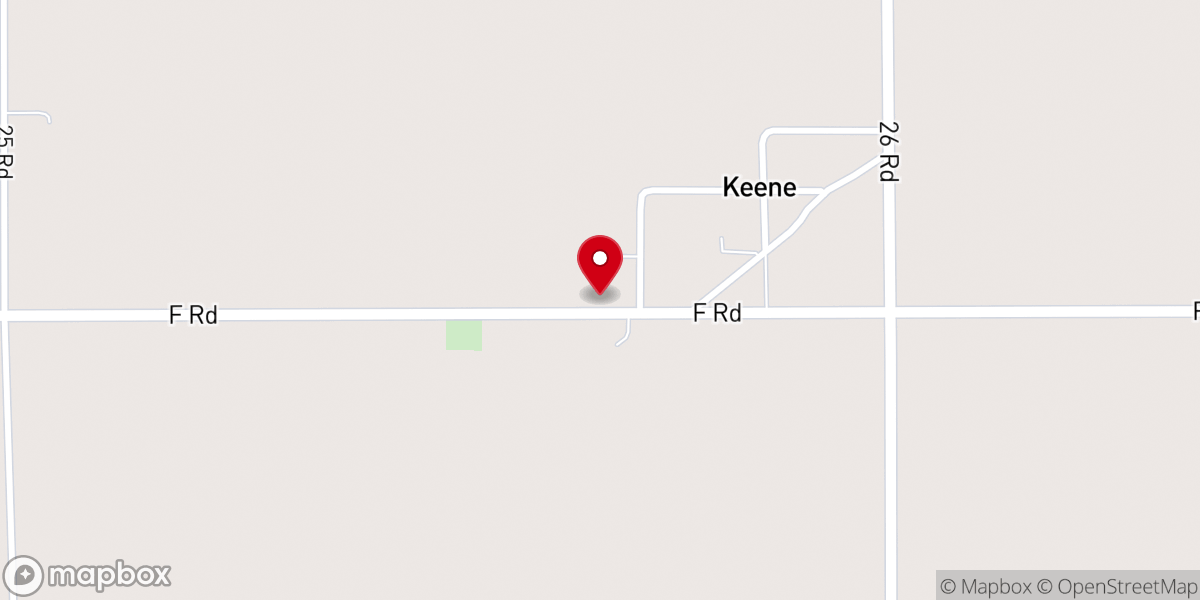Map showing location of Keene Evangelical Free Church