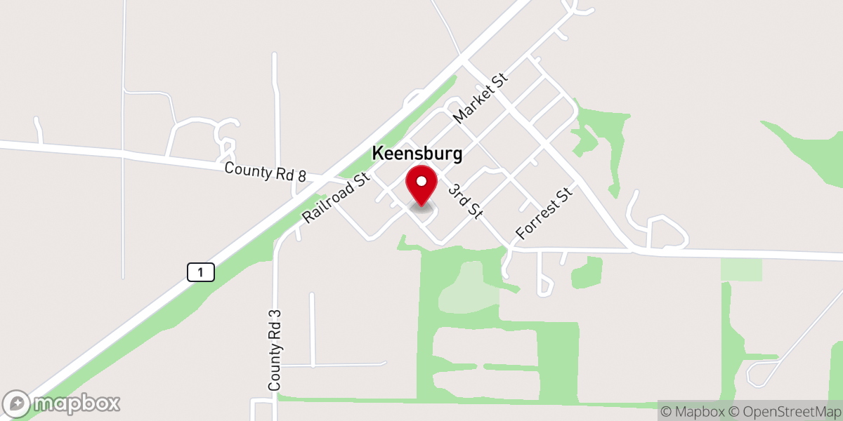 Map showing location of Keensburg Christian Church