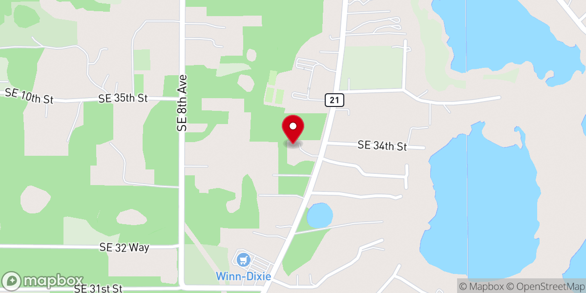 Map showing location of Keystone Heights Christian Church