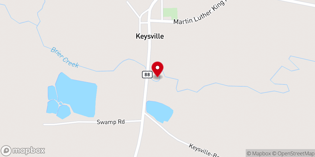 Map showing location of Keysville Creek