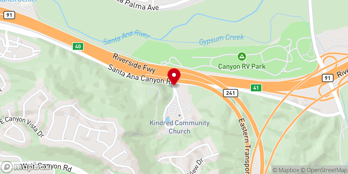 Map showing location of Kindred Community Church