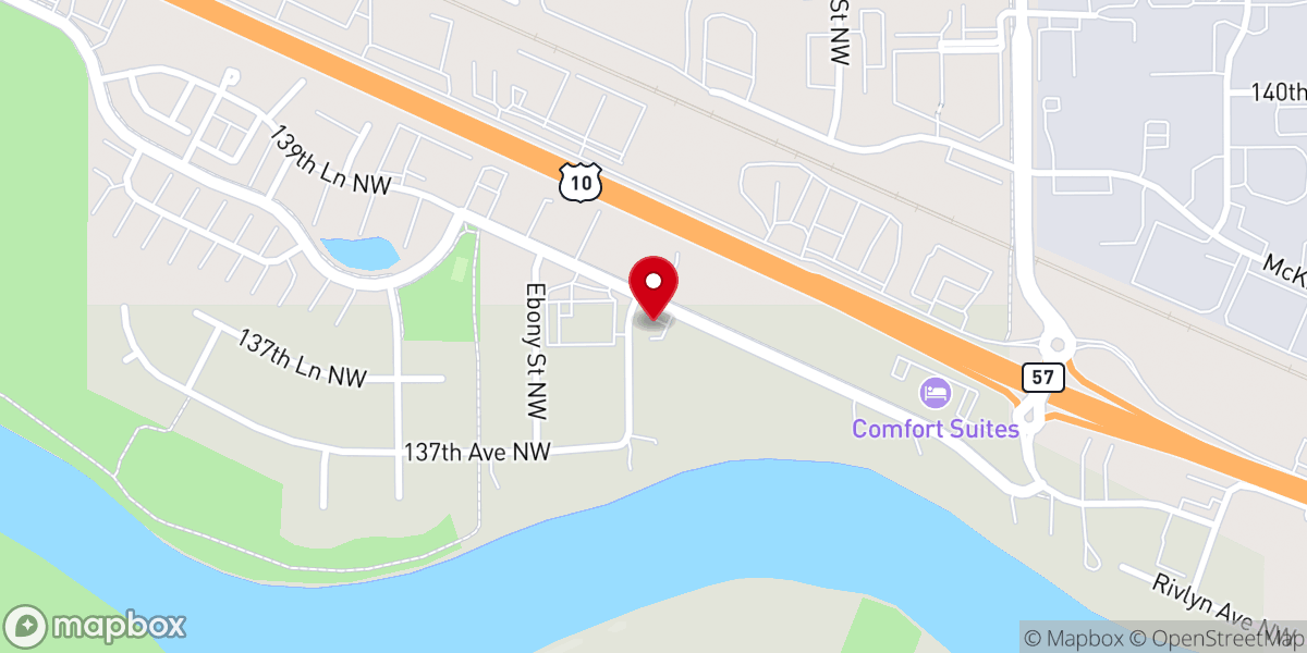 Map showing location of Kingdom Hall of Jehovah's Witnesses--Anoka & Ramsey