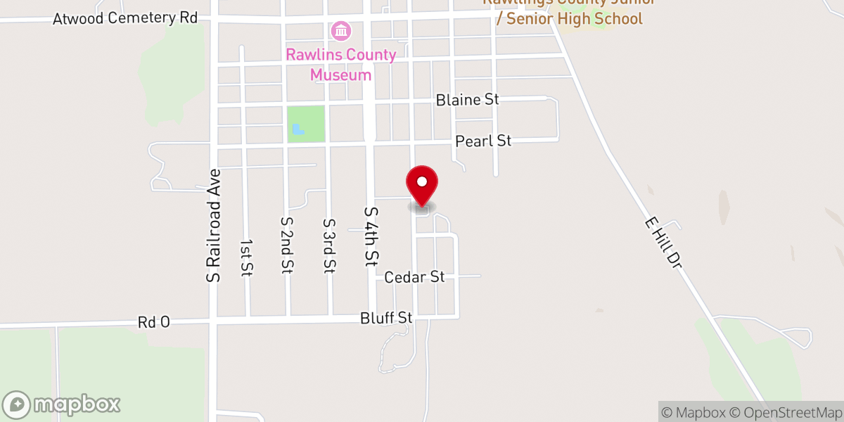 Map showing location of Kingdom Hall of Jehovah's Witnesses--Atwood