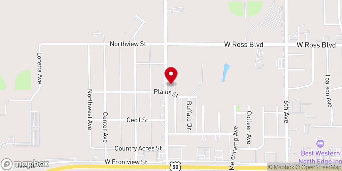 Map showing location of Kingdom Hall of Jehovah's Witnesses--Dodge City English & Dodge City Spanish