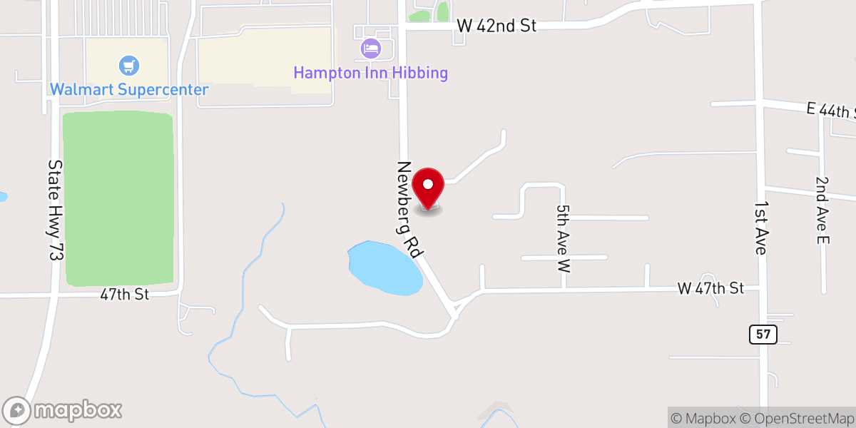 Map showing location of Kingdom Hall of Jehovah's Witnesses--Hibbing