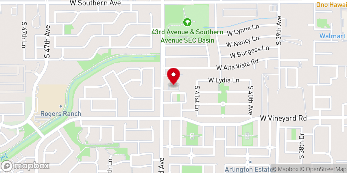 Map showing location of Kingdom Hall of Jehovah's Witnesses--Laveen, Rio Vista, Desert Rose Spanish, & Vineyard Spanish