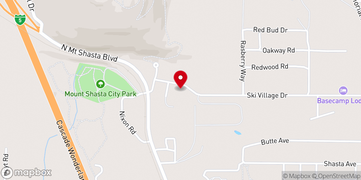 Map showing location of Kingdom Hall of Jehovah's Witnesses--Mount Shasta
