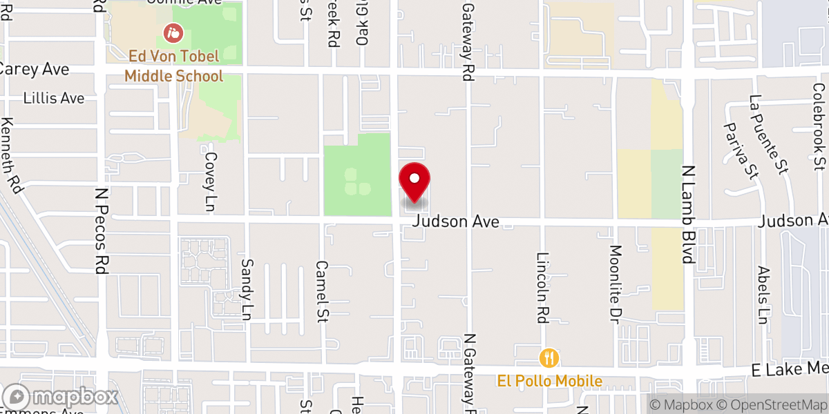 Map showing location of Kingdom Hall of Jehovah's Witnesses--Pecos Road, Walnut Road Tagalog, & North Lamb Spanish