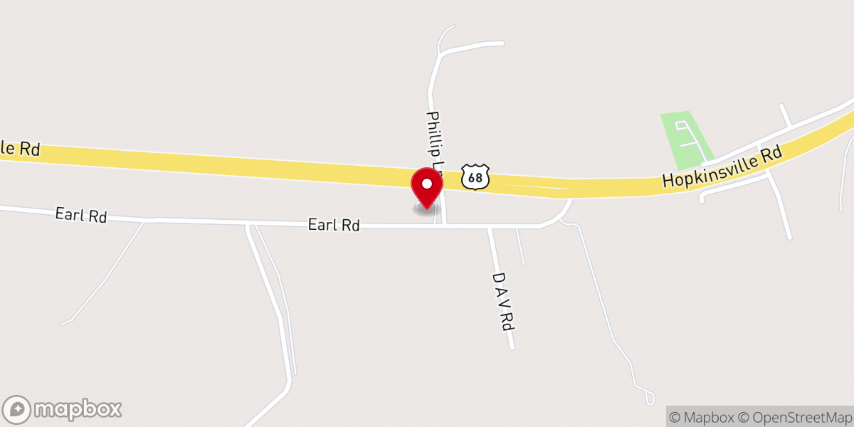 Map showing location of Kingdom Hall of Jehovah's Witnesses--Russellville
