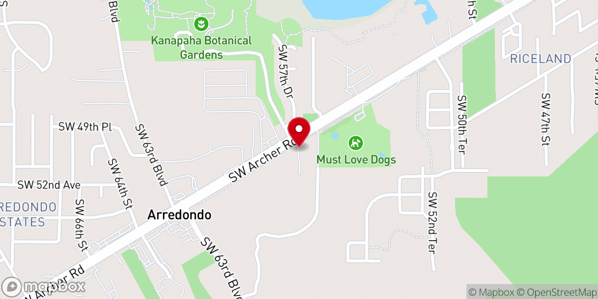 Map showing location of Kingdom Hall of Jehovah's Witnesses--West Oaks & Gainesville Spanish