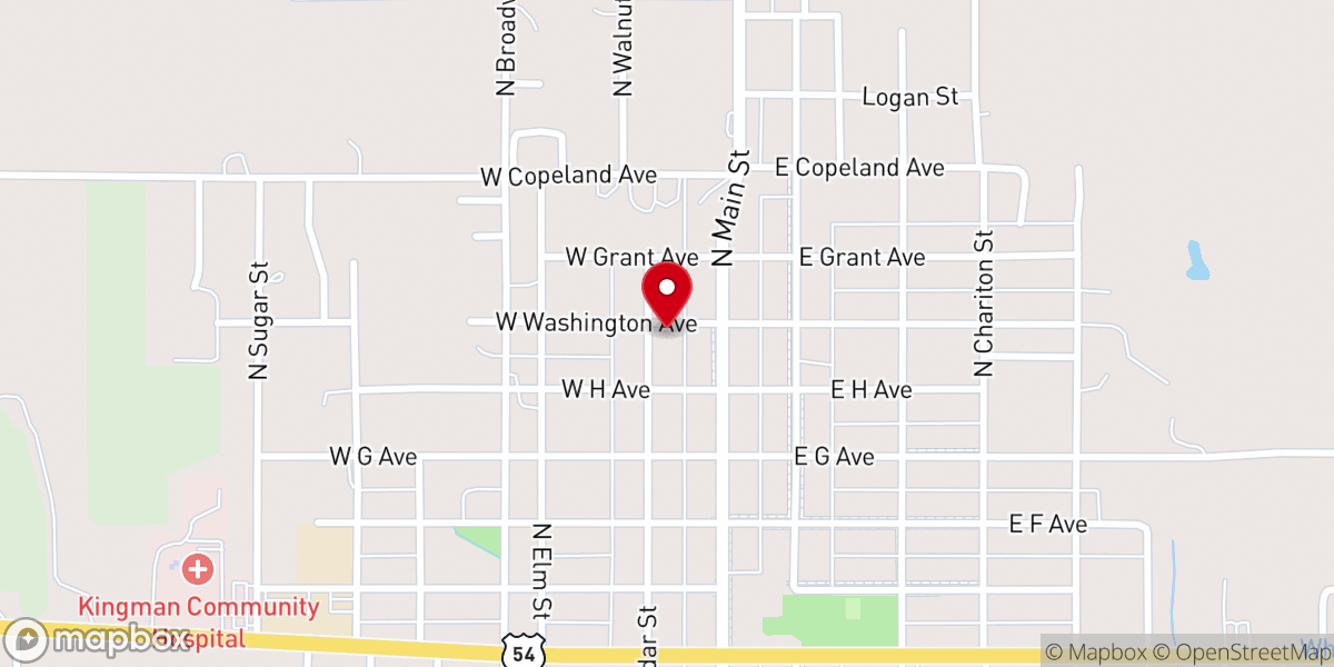 Map showing location of Kingman Church of Christ