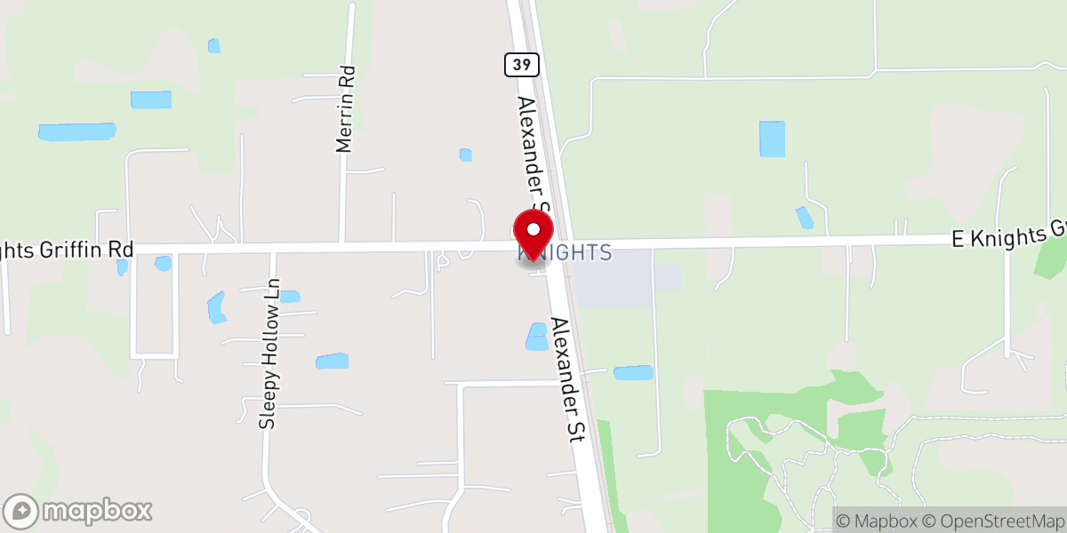 Map showing location of Knights Baptist Church