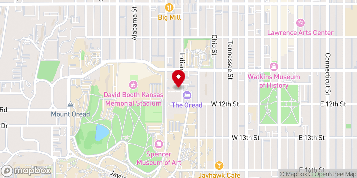 Map showing location of KU Hillel