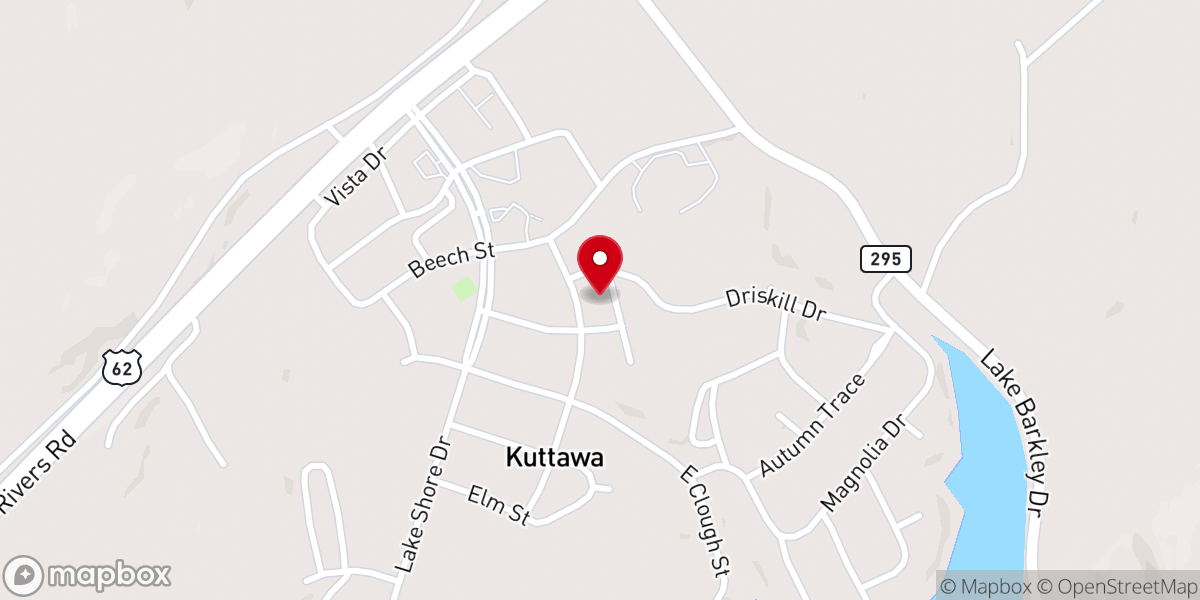 Map showing location of Kuttawa First Baptist Church