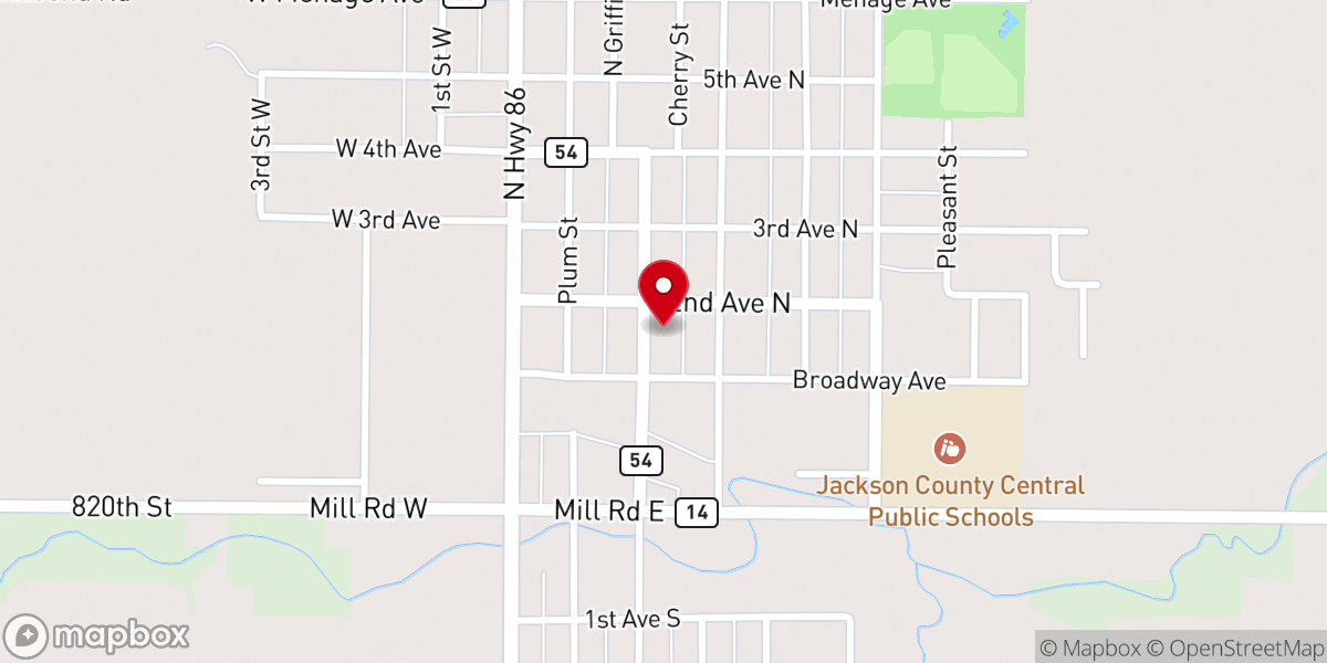Map showing location of Lakefield Baptist Church