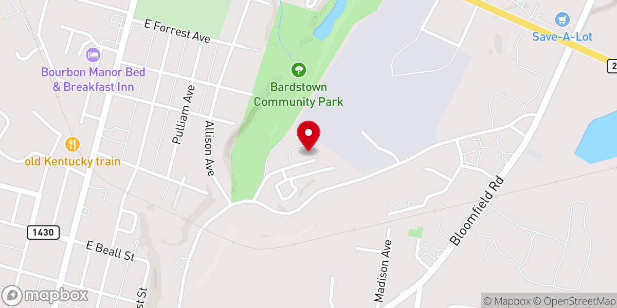 Map showing location of Landmark of Bardstown