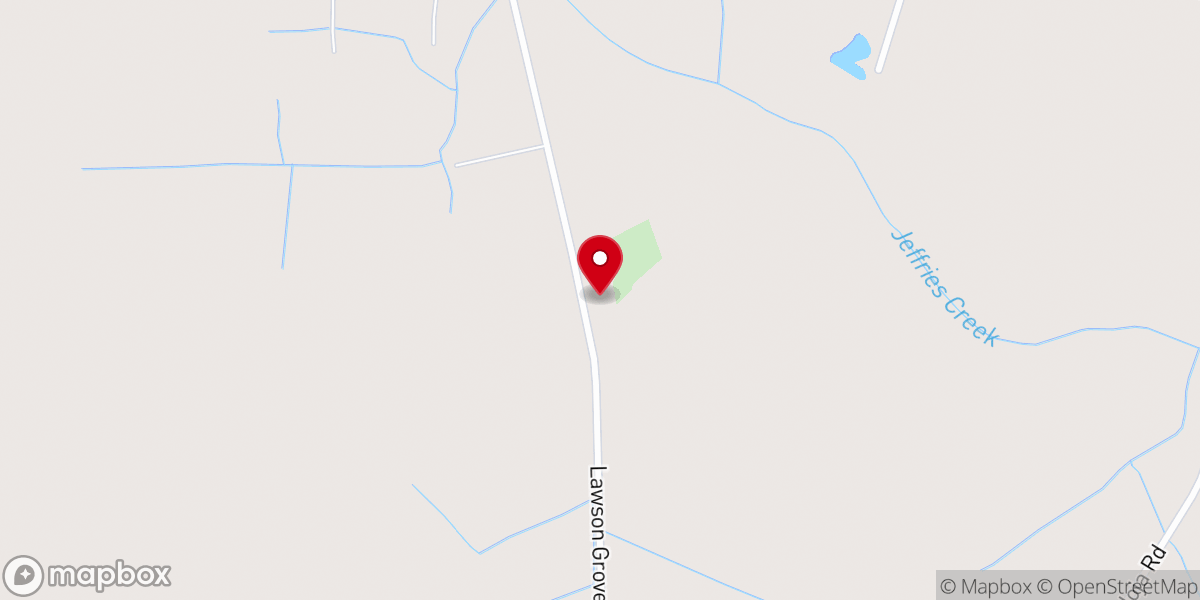 Map showing location of Lawson Grove Baptist Church