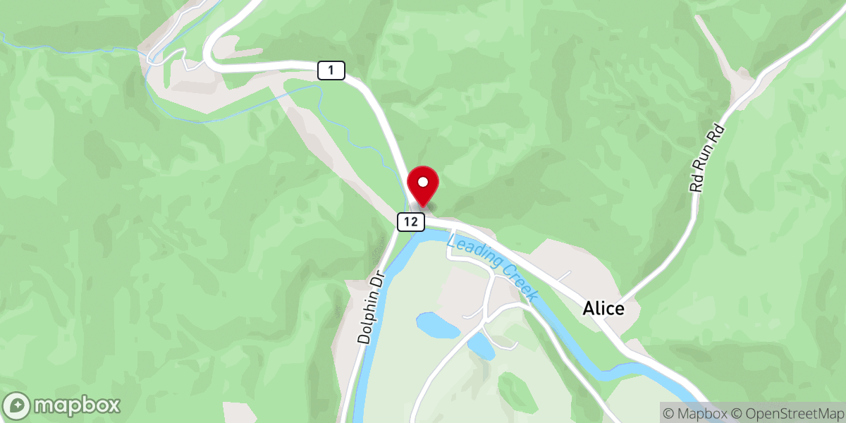Map showing location of Leading Creek Baptist Church