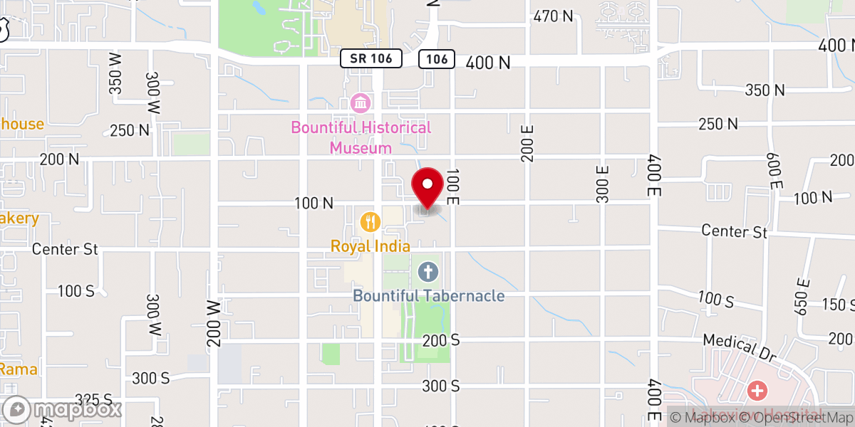 Map showing location of Legacy House of Bountiful