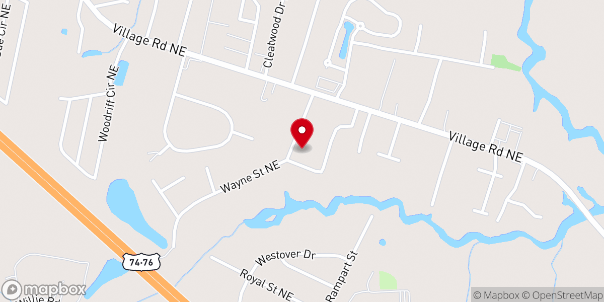 Map showing location of Leland Church of God