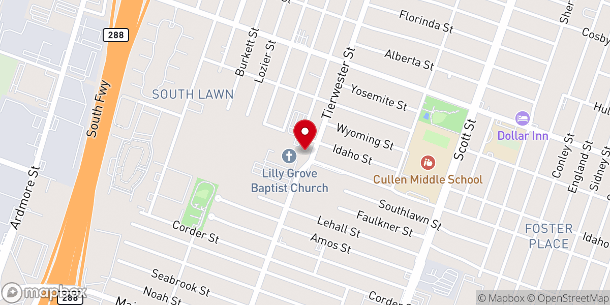 Map showing location of Lilly Grove Missionary Baptist Church