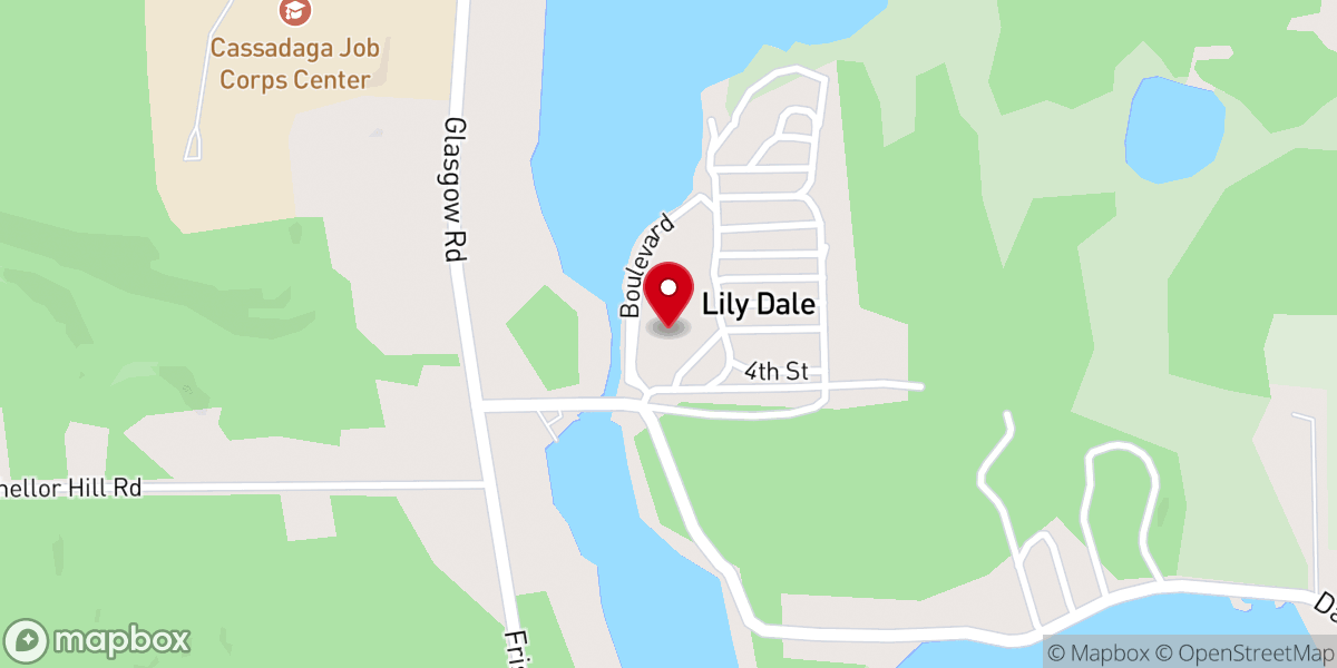 Map showing location of Lily Dale Auditorium