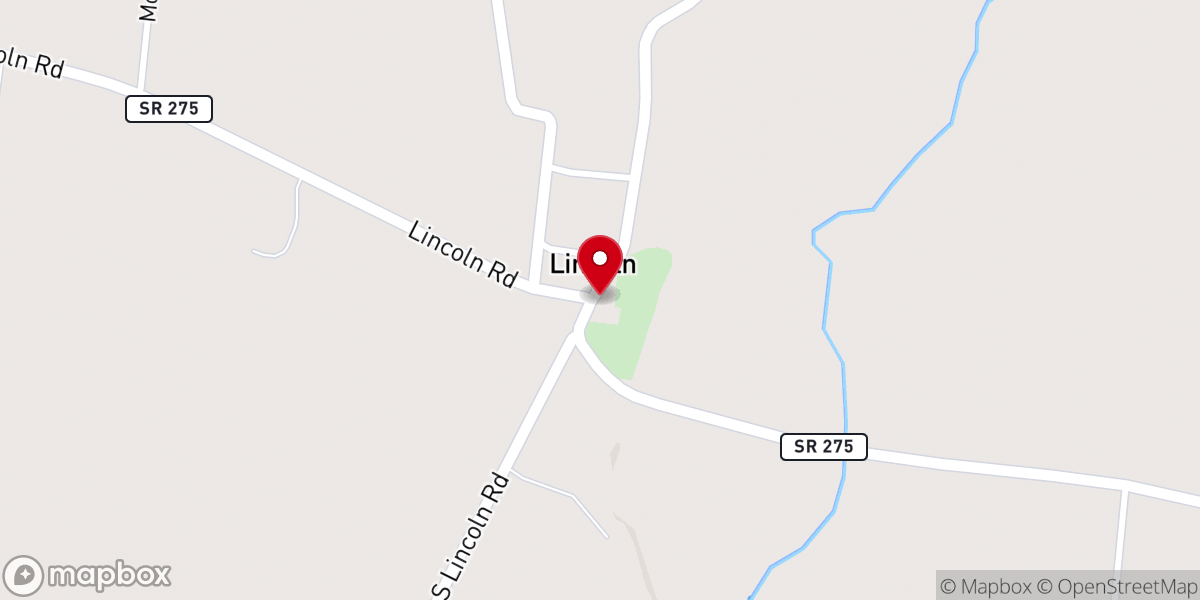 Map showing location of Lincoln ARP Church