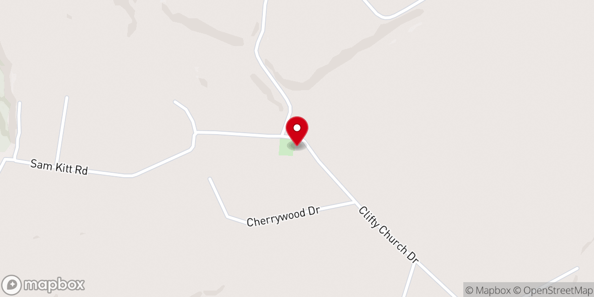 Map showing location of Little Clifty Baptist Church
