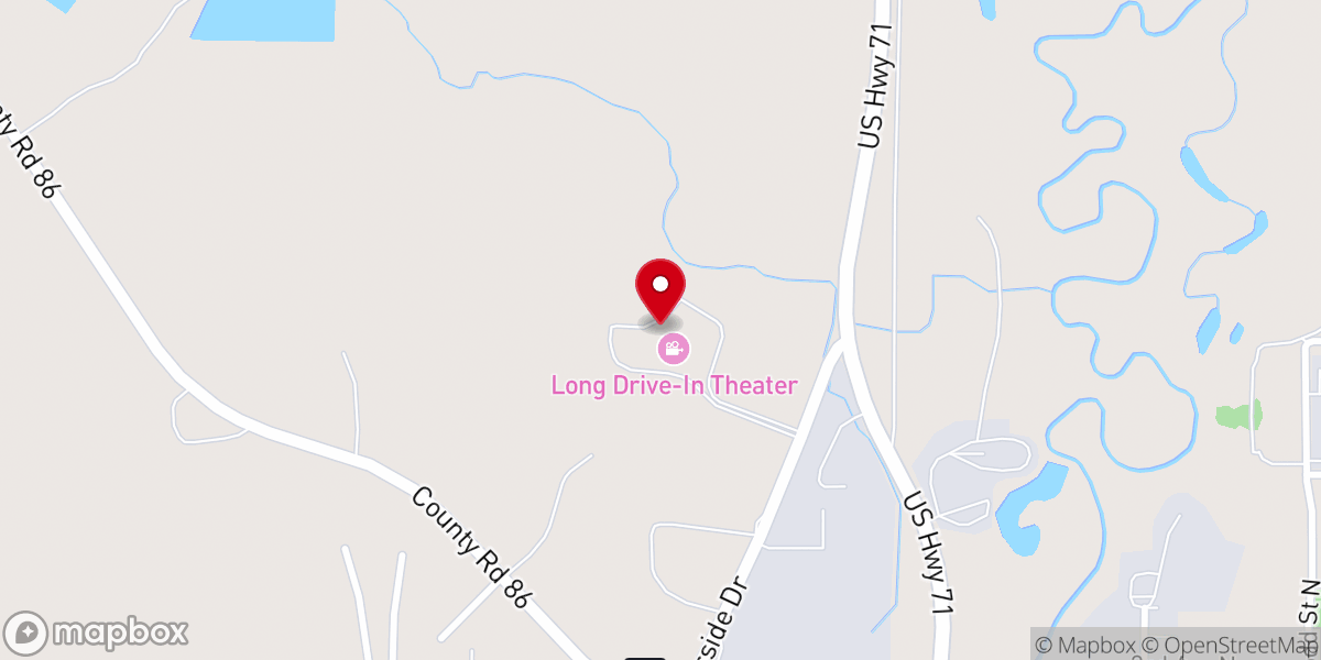 Map showing location of Long Drive-In Theatre