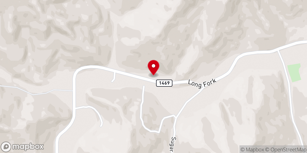 Map showing location of Longfork Freewill Baptist Church
