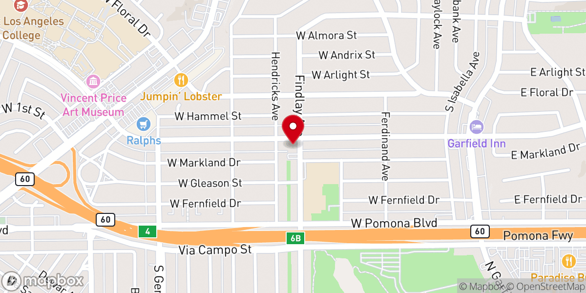 Map showing location of Los Angeles Family Church