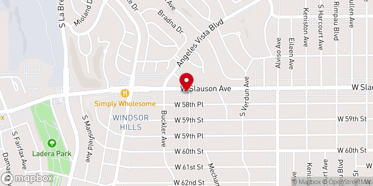 Map showing location of Los Angeles Shabach Four Square Church