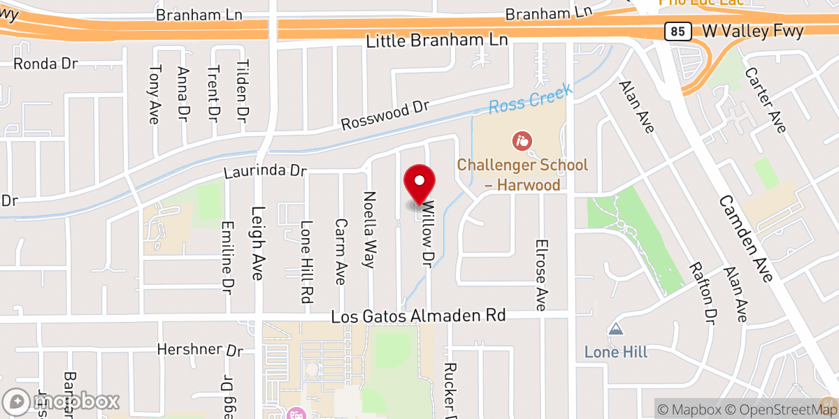 Map showing location of Los Gatos House of Prayers Church