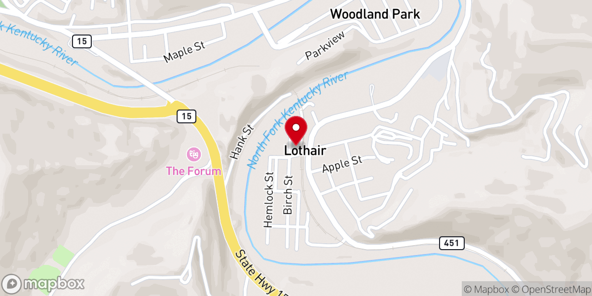 Map showing location of Lothair Church of Christ