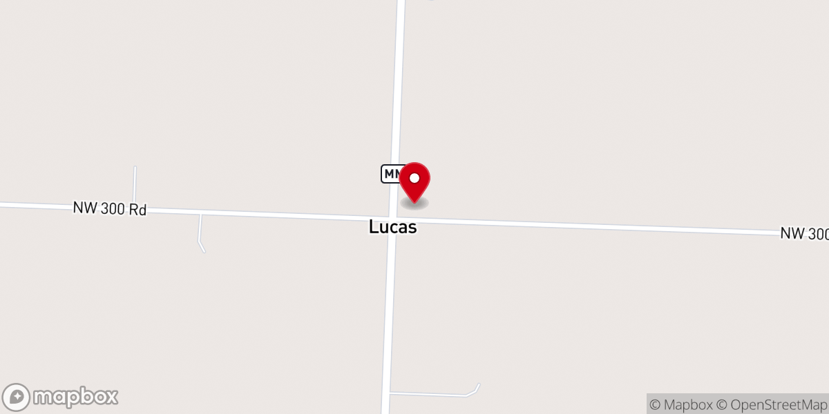 Map showing location of Lucas Church