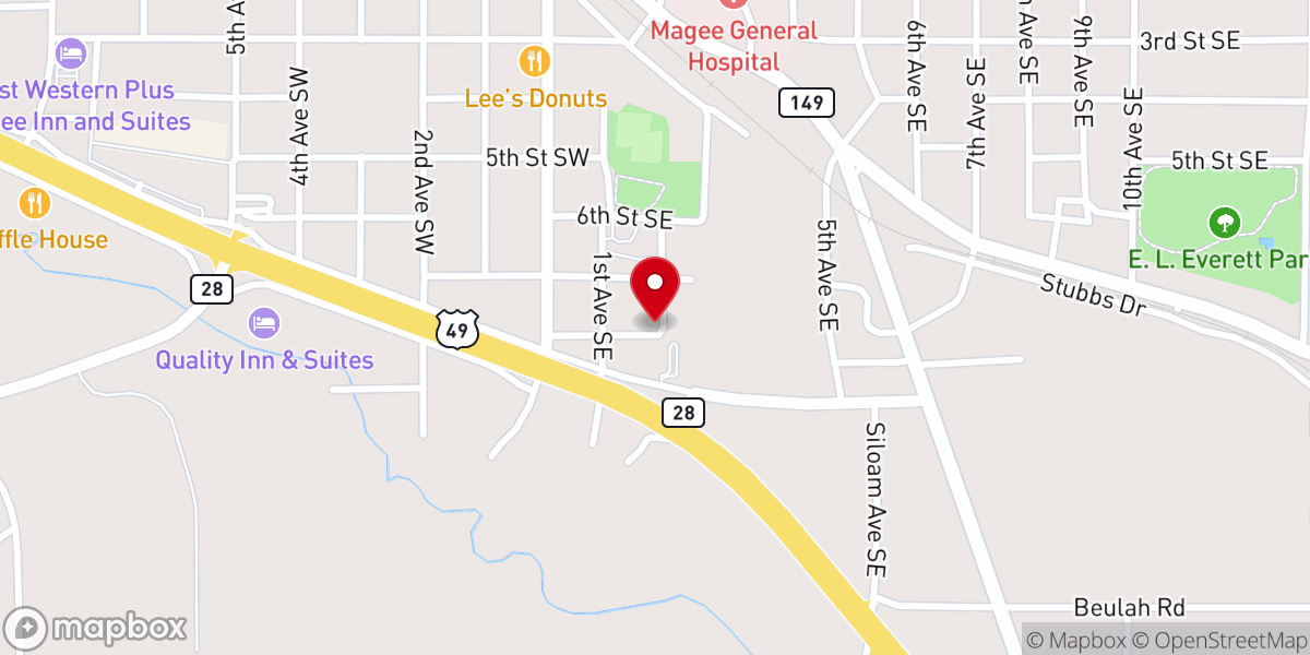 Map showing location of Magee Church of God