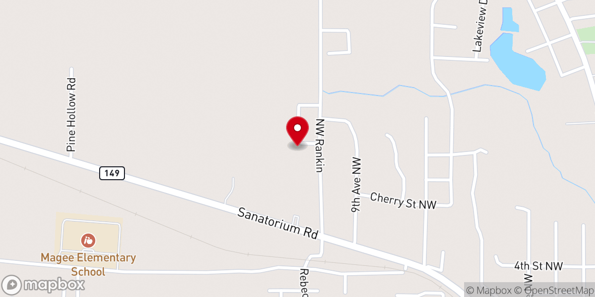 Map showing location of Magee First Baptist Church