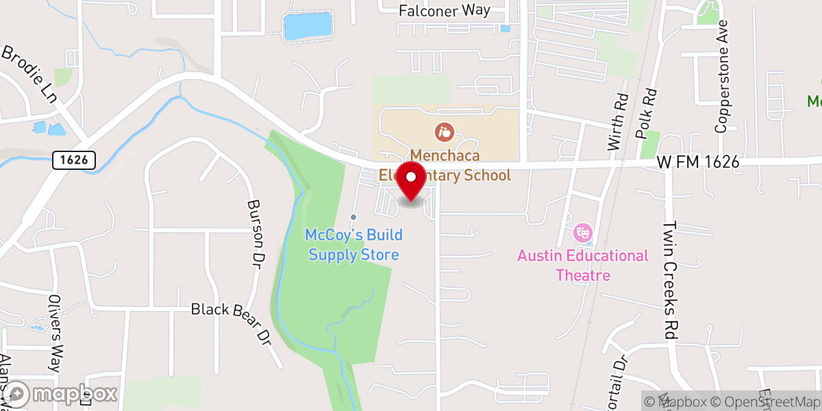 Map showing location of Manchaca Baptist Church