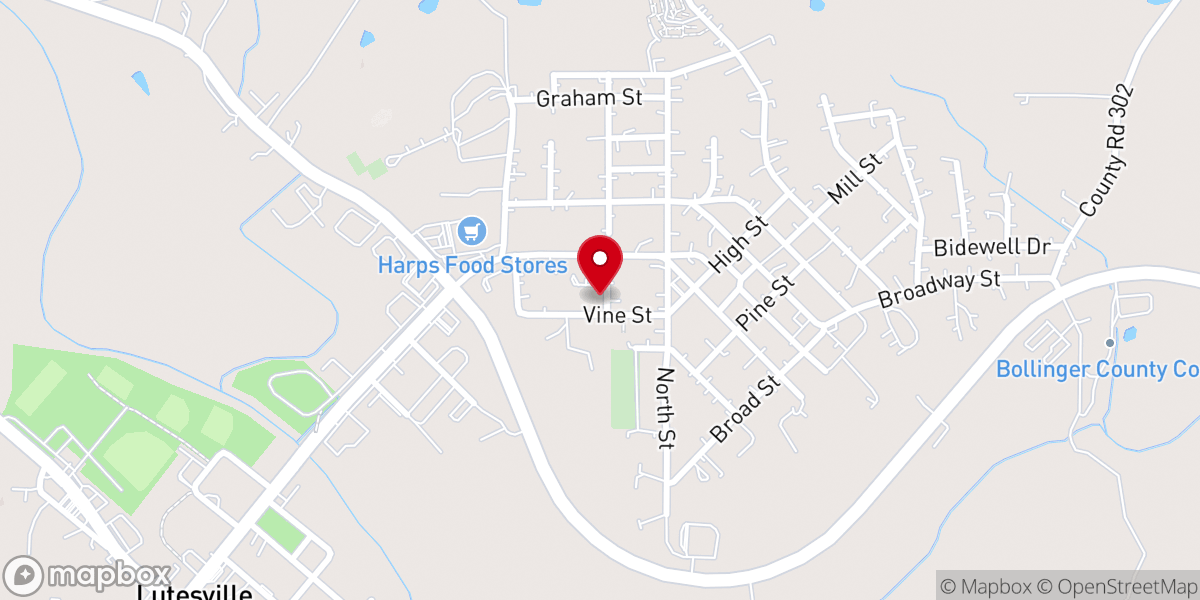 Map showing location of Marble Hill Bible Chapel