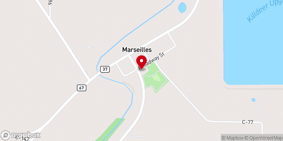 Map showing location of Marseilles Presbyterian Church
