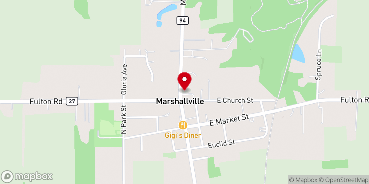 Map showing location of Marshallville Trinity United Methodist Church