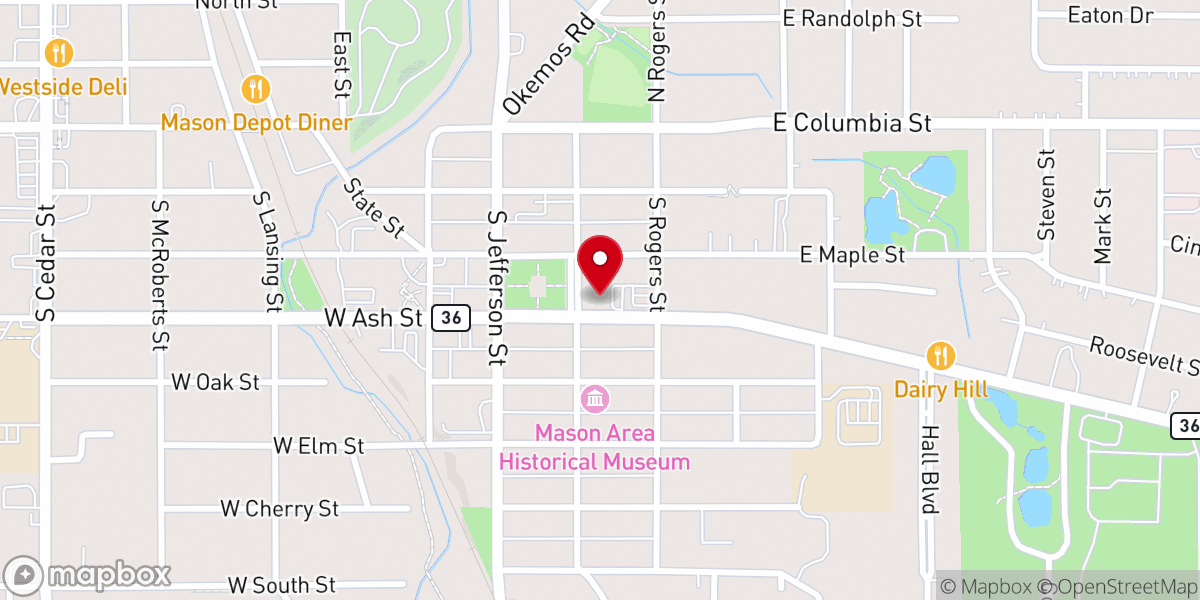 Map showing location of Mason Christian Childcare Center