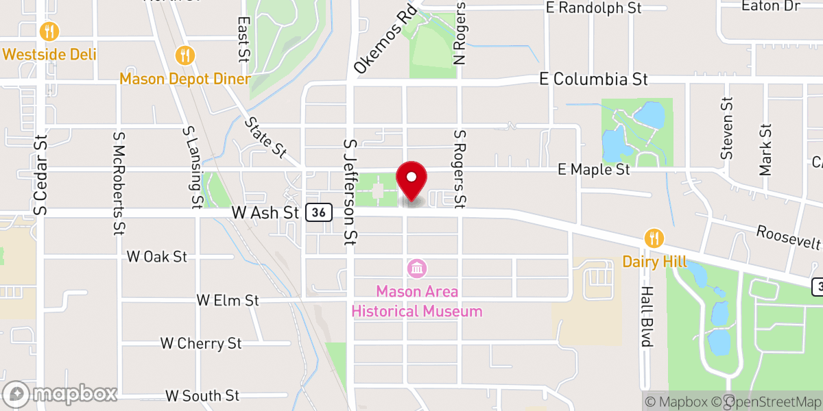 Map showing location of Mason First United Methodist Church