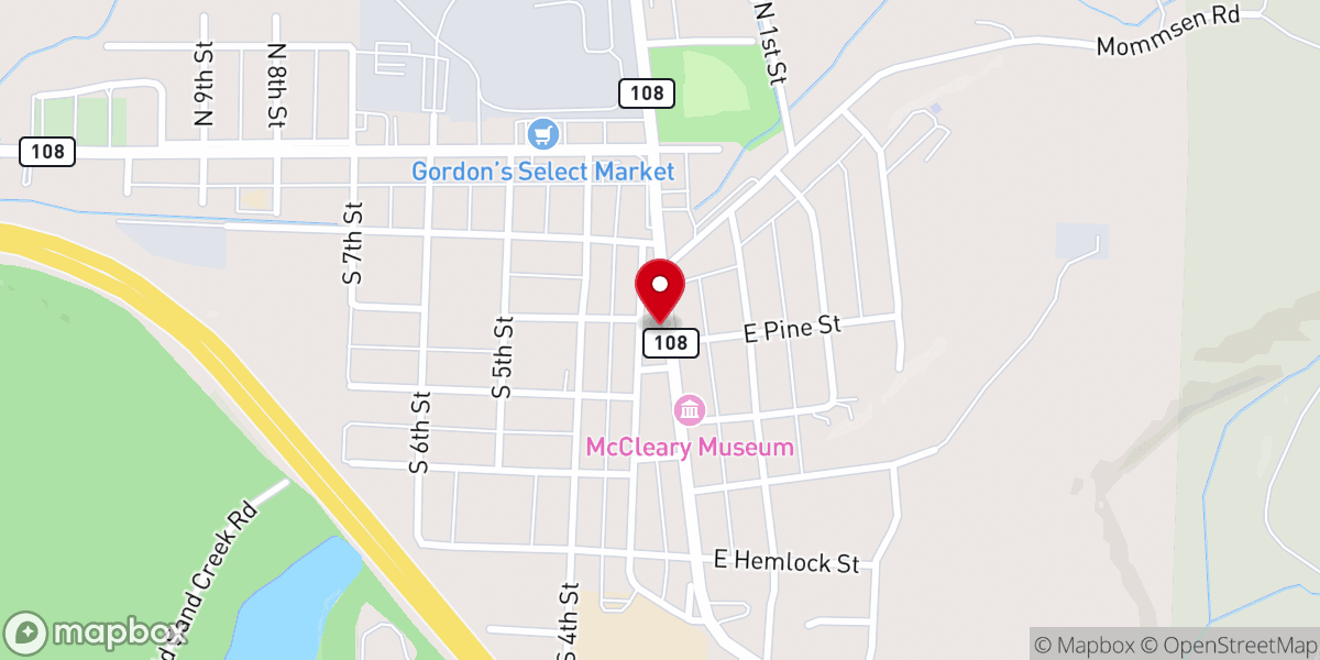 Map showing location of Mc Cleary Community Church