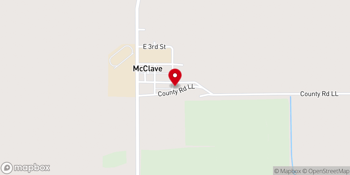 Map showing location of McClave United Methodist Church