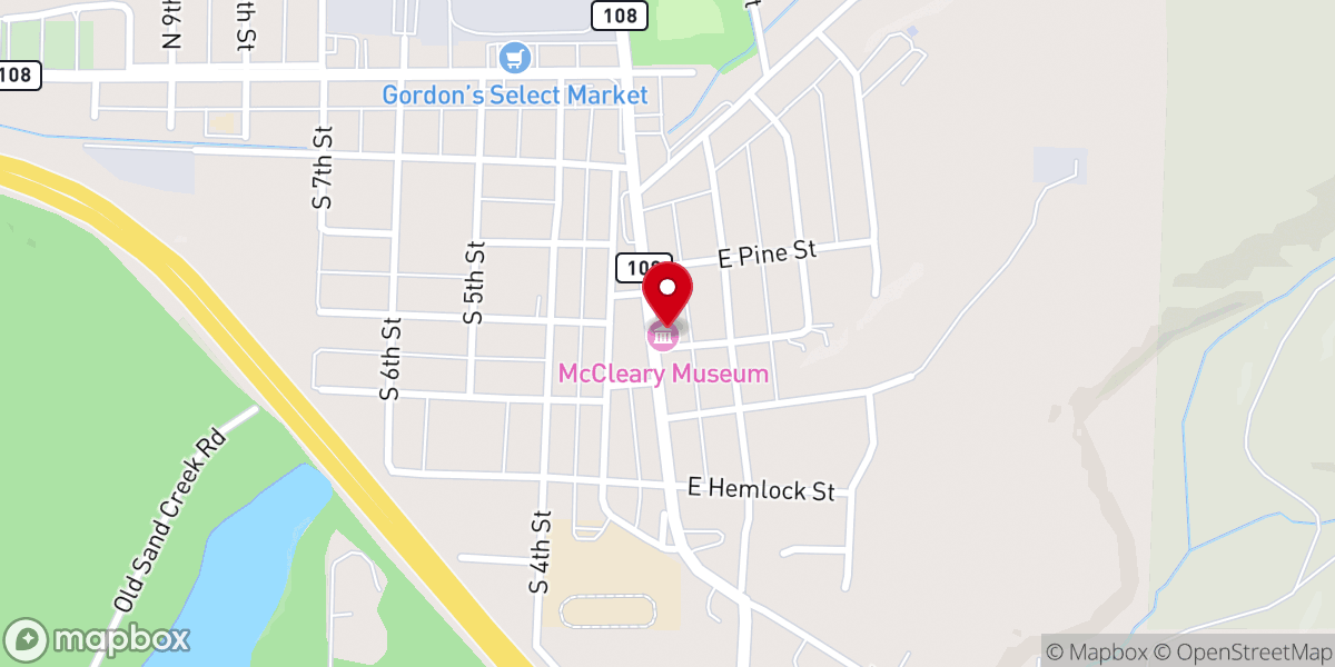 Map showing location of Mccleary Museum