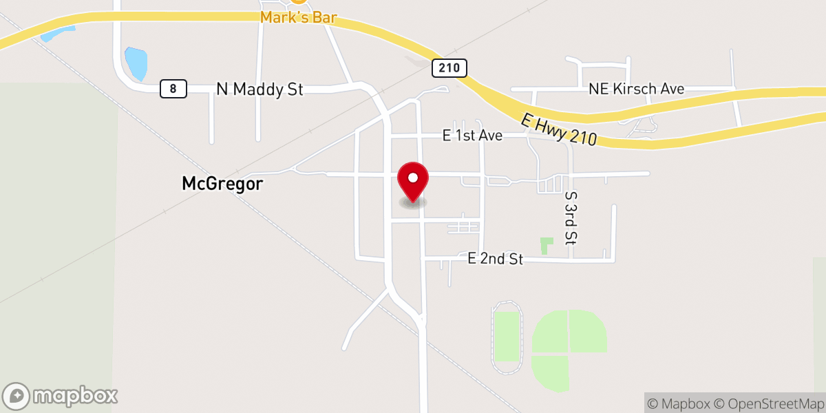 Map showing location of McGregor United Methodist Church