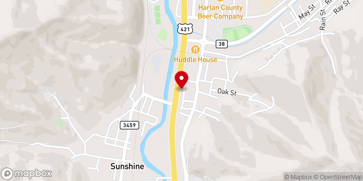 Map showing location of Methodist Mountain Mission Opportunity Store